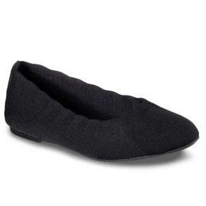 Skechers Size 7.5 Cleo Bewitch Solid Black Knit Slip On Ballet Flats Shoes‎